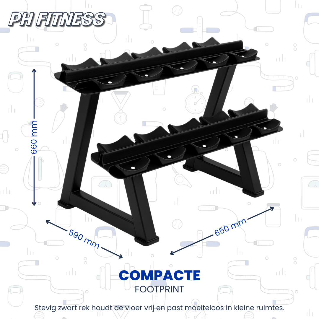 Hexa Dumbbell Set - 2.5 t/m 15KG met Dumbbell Rack