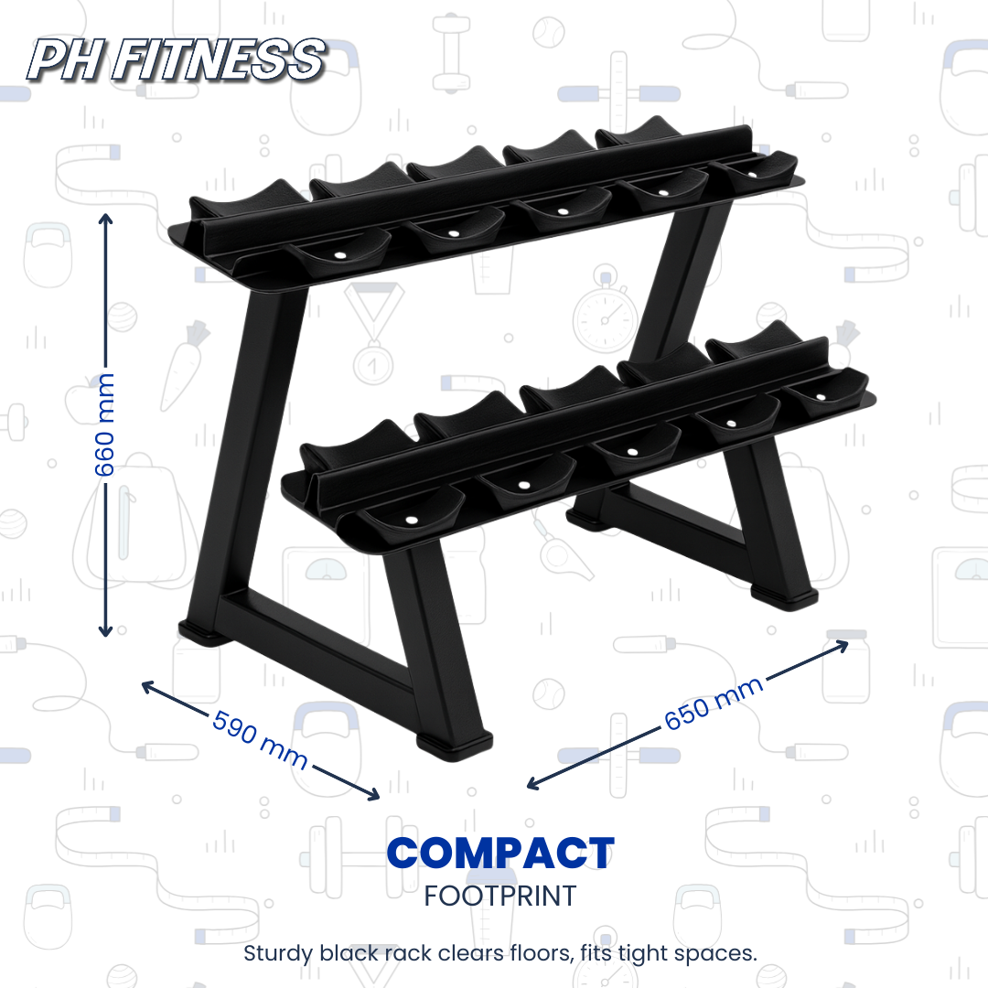PH Fitness Hantelständer – 2-stöckig – für 6 Paar runde Hanteln