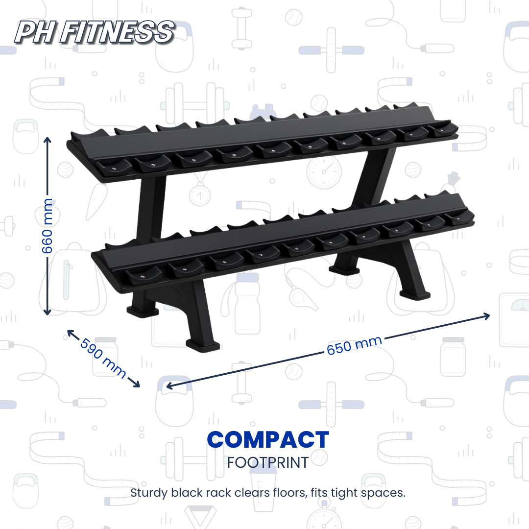 PH Fitness Hantelständer – 2-stöckig – für 10 Paar runde Hanteln