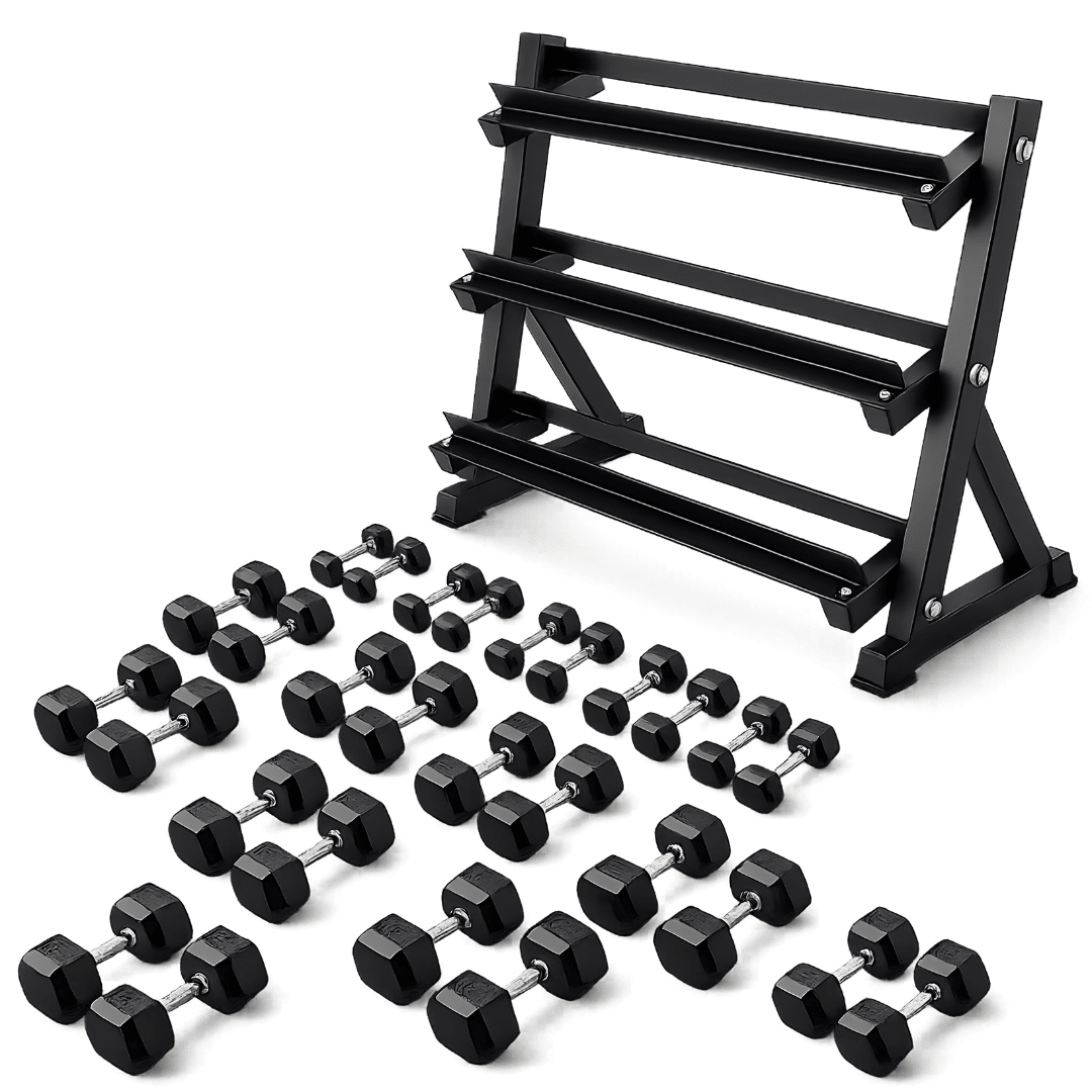 Hexa Dumbbell Set - 1 t/m 10KG - 12.5 t/m 20KG - Dumbbell Rack - Physical Sports Group B.V.