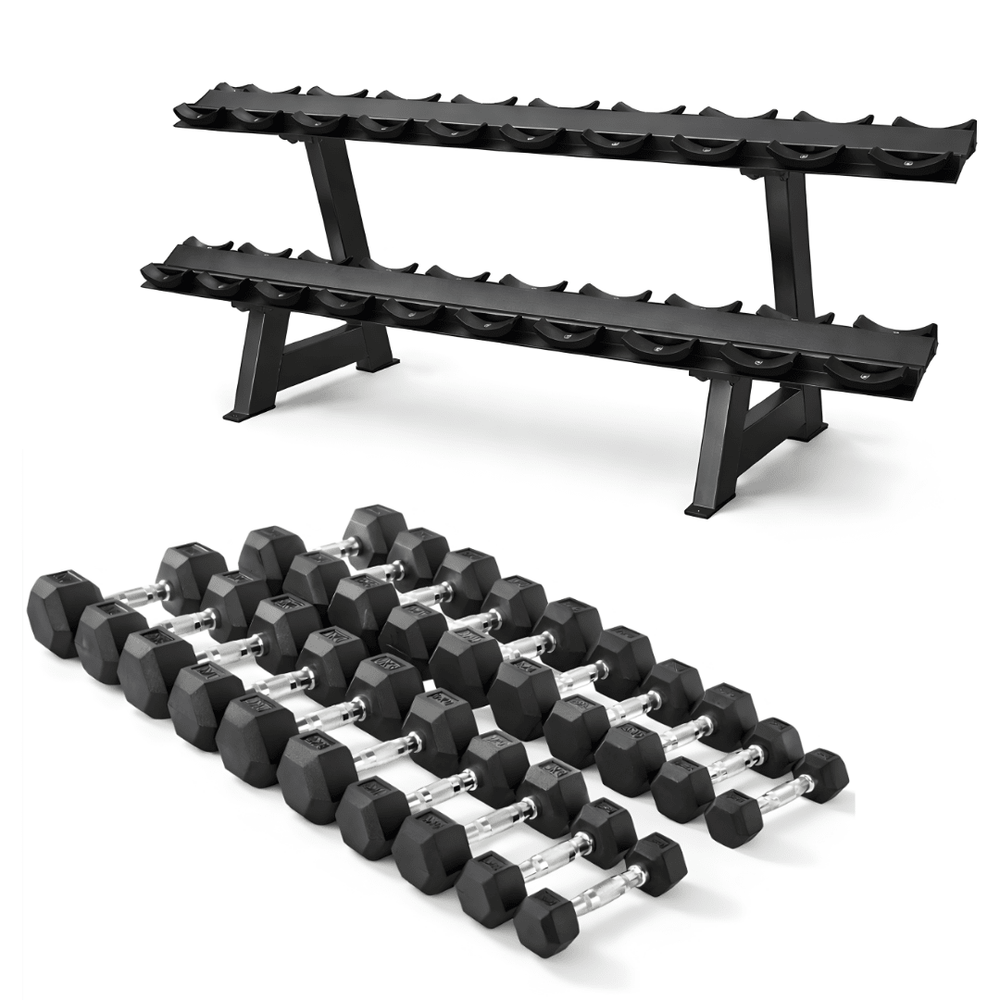 Hexa Dumbbell Set - 2 t/m 20KG met Dumbbell Rack - Physical Sports Group B.V.