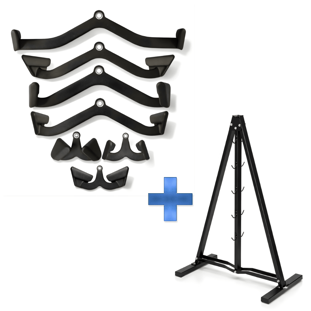 PH Fitness Multi Grip kabelgreepset met zeven grepen en A-frame opbergrek