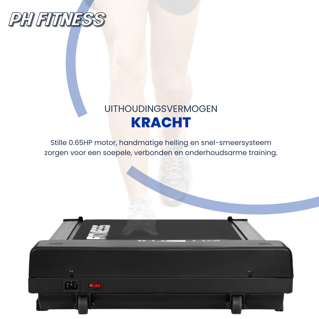 PH Fitness Loopband – 8 km/u – Incline & Handmatige Helling – Opvouwbaar / Inklapbaar – CR - B1S – Black / Zwart - PH Fitness