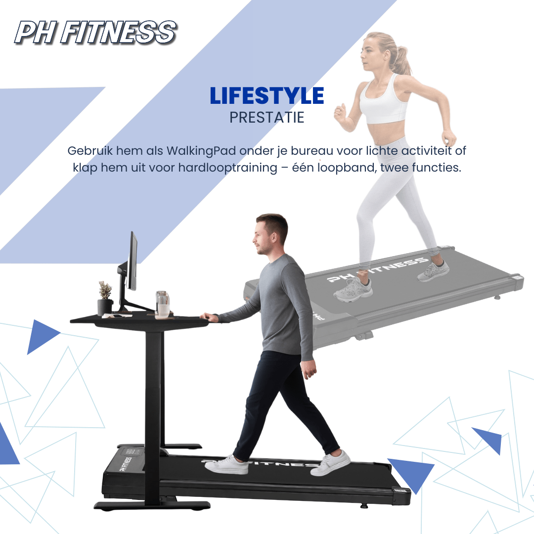 PH Fitness Loopband – 8 km/u – Incline & Handmatige Helling – Opvouwbaar / Inklapbaar – CR - B3 – Black / Zwart - PH Fitness