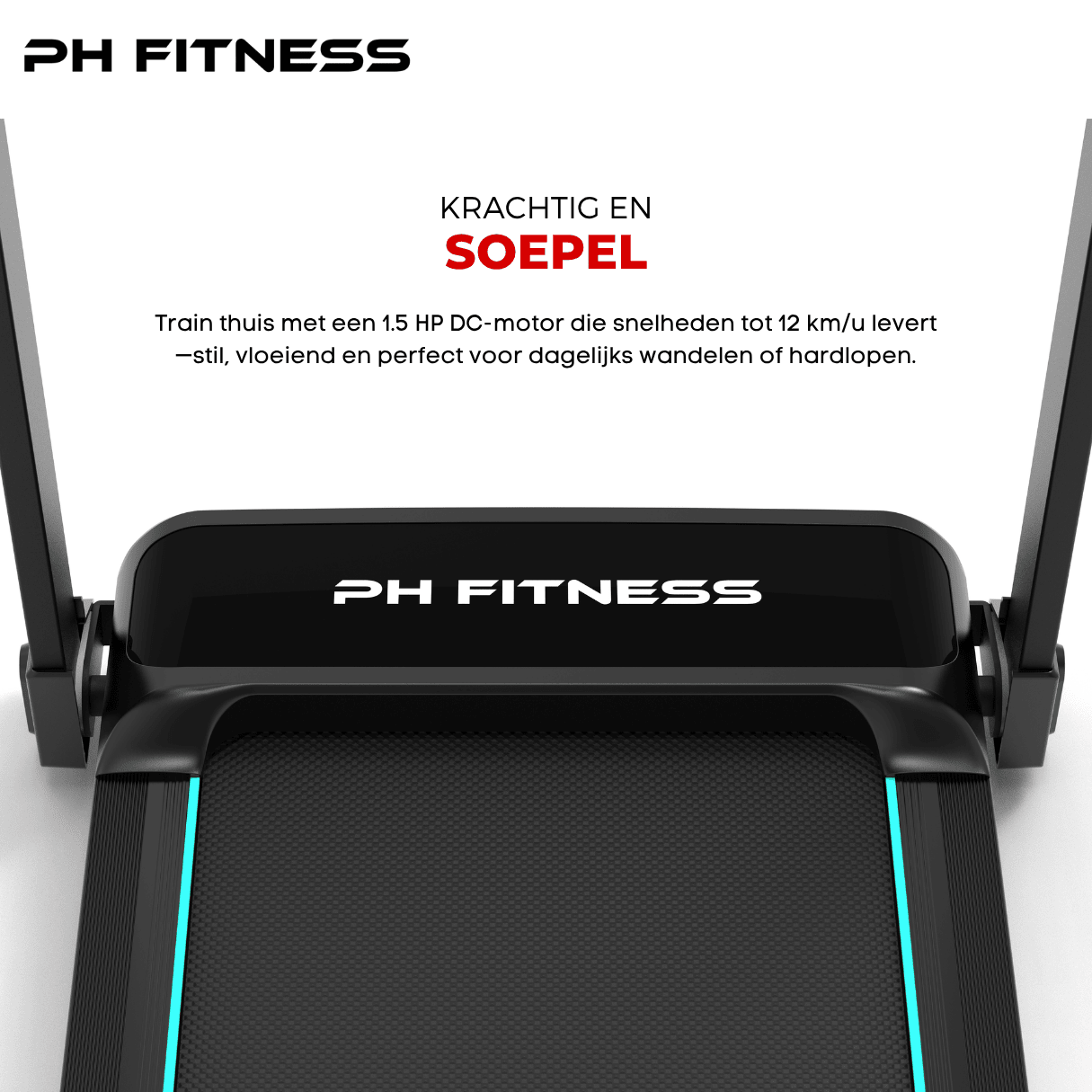 TH - 900 Opvouwbare Loopband – 1.5HP, 12km/u, Bluetooth App, 130kg Draagvermogen, Veiligheidssleutel - PH Fitness